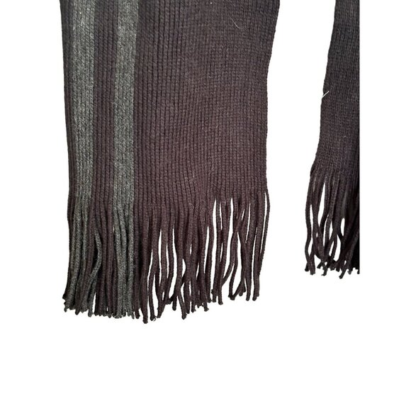 Stylish Unisex Wool & Acrylic Striped Scarf With Fringe Ends - Picture 5 of 11